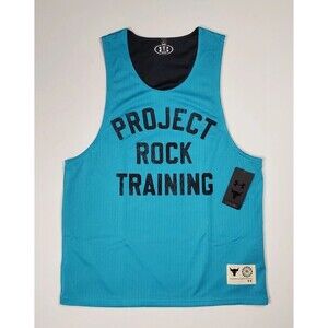 Under Armour Project Rock Sz XL Reversible Gym Jogging Mesh Tank Top Blue Black